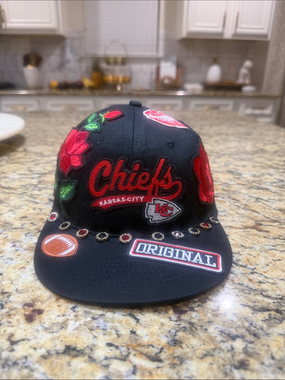Black Patch & Floral Logo Cap